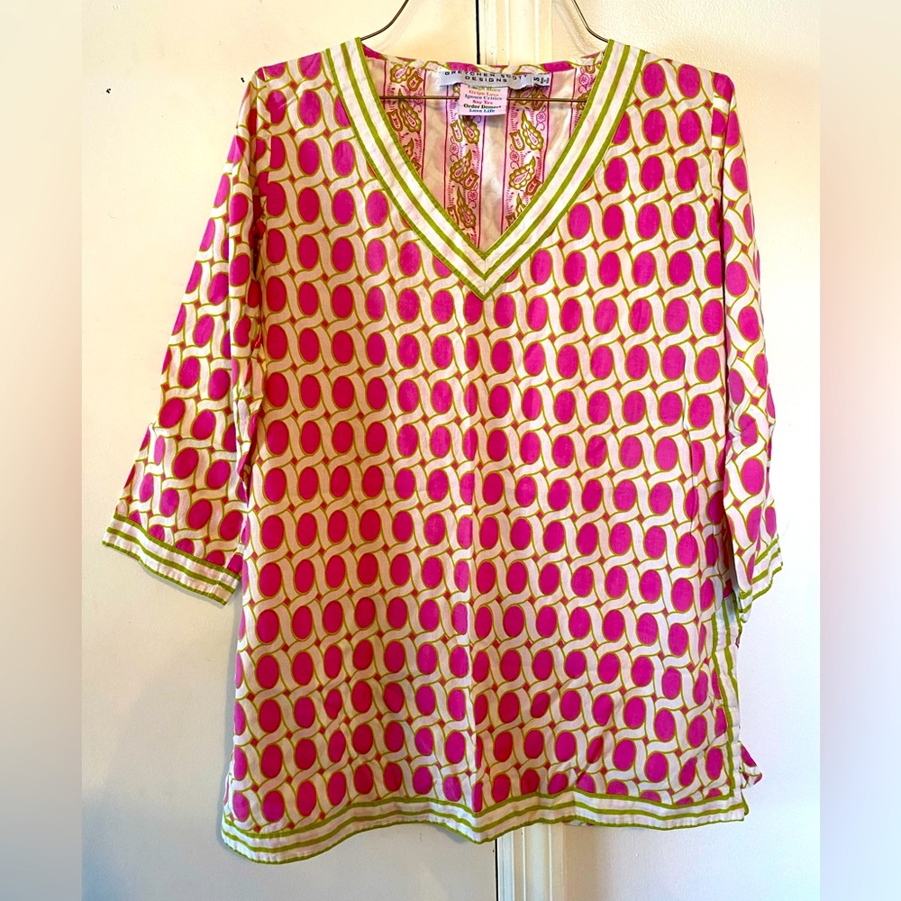 Gretchen Scott Designs Pink and Green Geometric Top